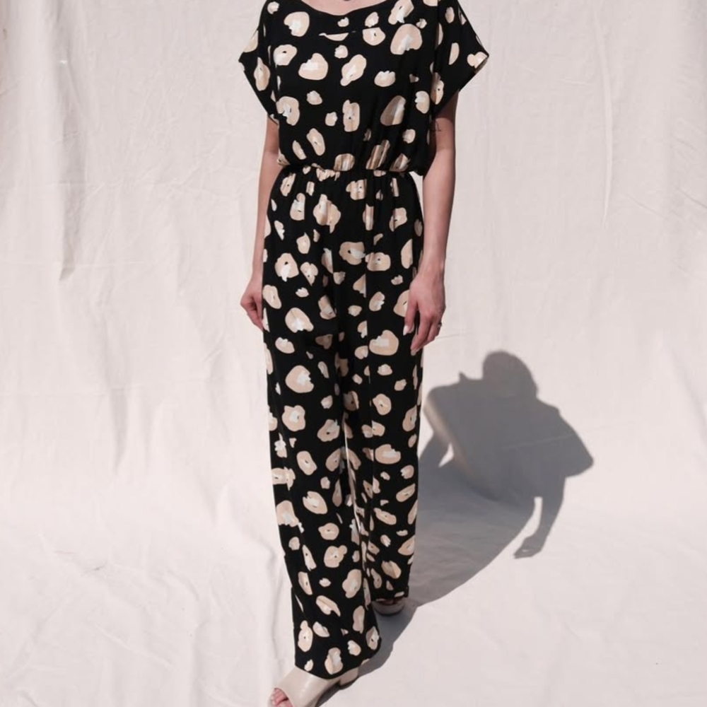 Stylish Black and Cream Jumpsuit